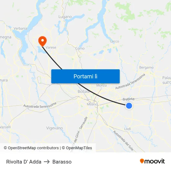 Rivolta D' Adda to Barasso map