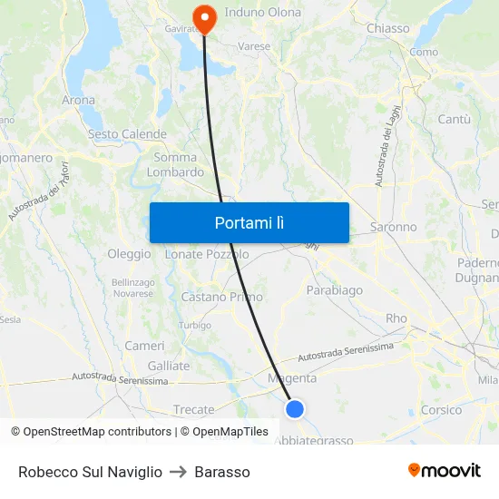Robecco Sul Naviglio to Barasso map
