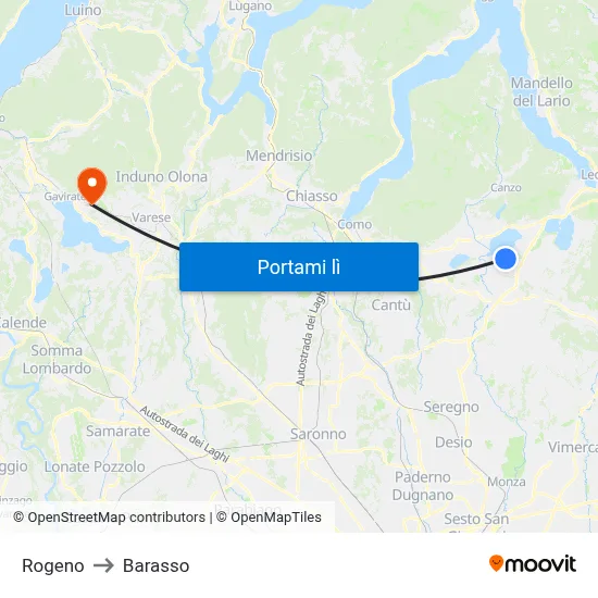 Rogeno to Barasso map