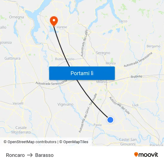 Roncaro to Barasso map