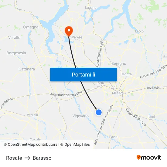 Rosate to Barasso map