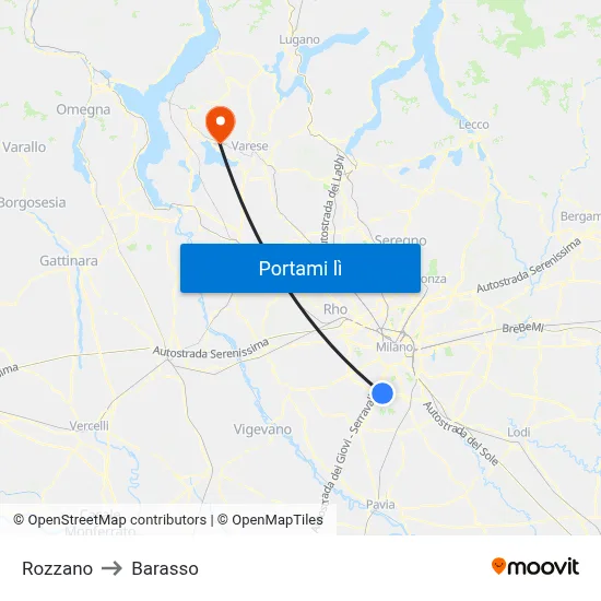 Rozzano to Barasso map