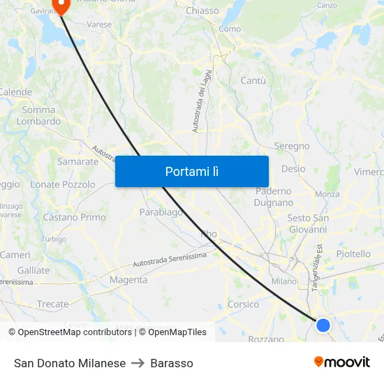 San Donato Milanese to Barasso map