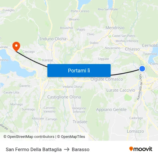 San Fermo Della Battaglia to Barasso map