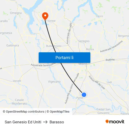 San Genesio Ed Uniti to Barasso map