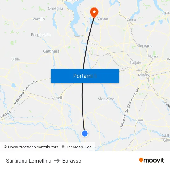 Sartirana Lomellina to Barasso map