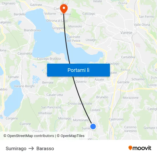 Sumirago to Barasso map