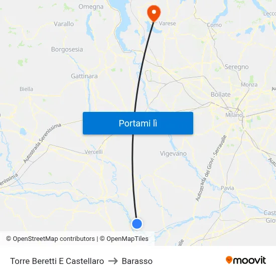Torre Beretti E Castellaro to Barasso map
