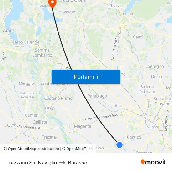 Trezzano Sul Naviglio to Barasso map