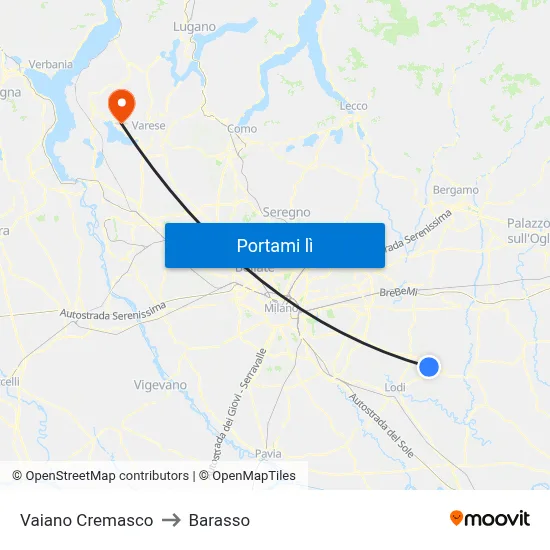 Vaiano Cremasco to Barasso map