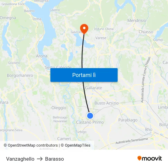 Vanzaghello to Barasso map