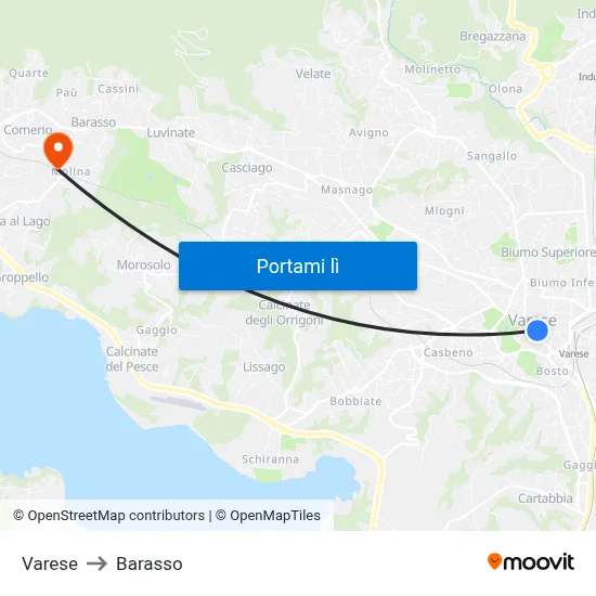 Varese to Barasso map