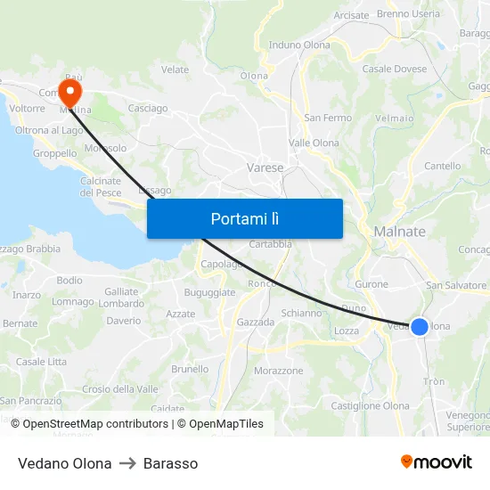 Vedano Olona to Barasso map