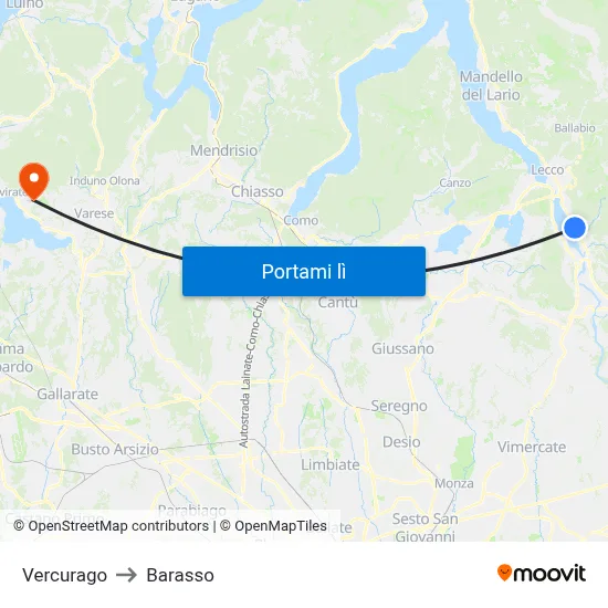 Vercurago to Barasso map