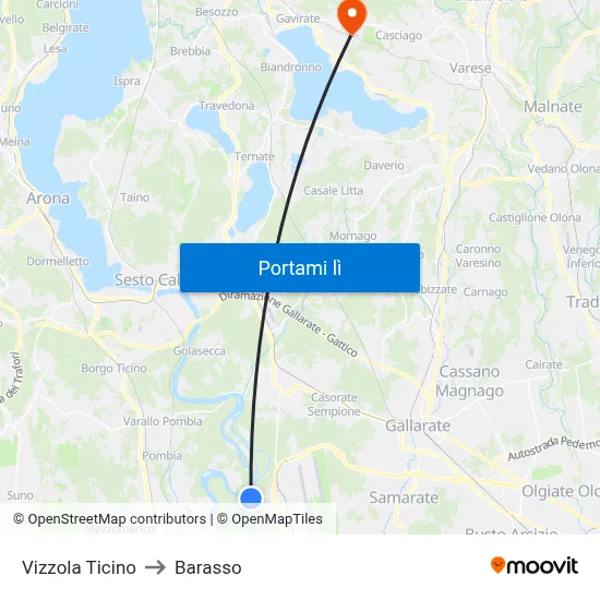 Vizzola Ticino to Barasso map