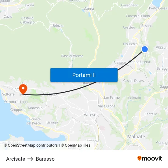 Arcisate to Barasso map