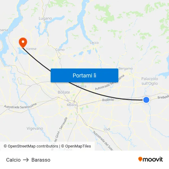 Calcio to Barasso map