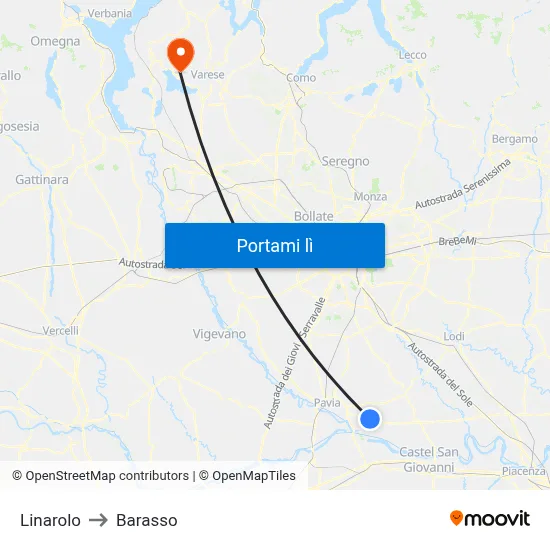 Linarolo to Barasso map