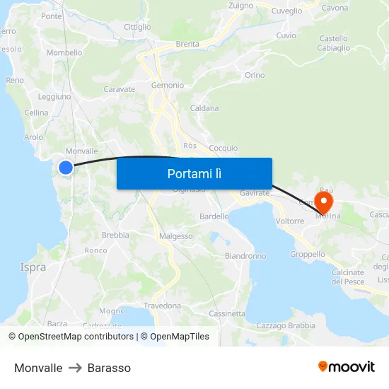 Monvalle to Barasso map