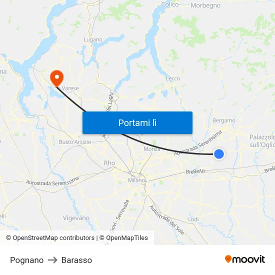 Pognano to Barasso map