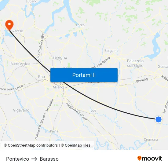 Pontevico to Barasso map