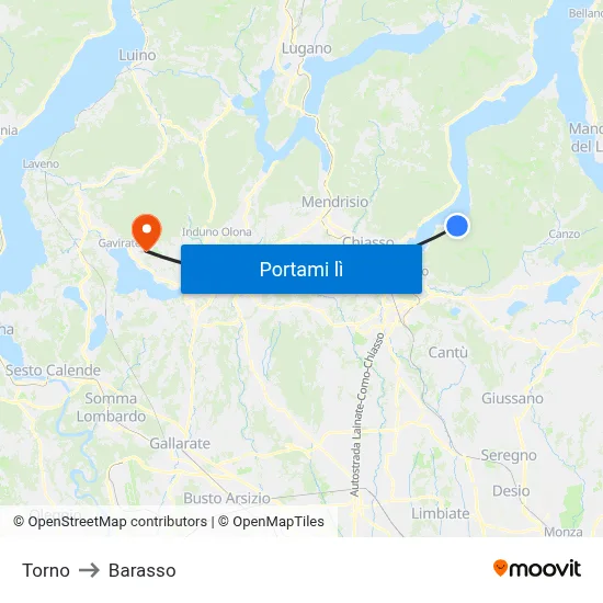 Torno to Barasso map