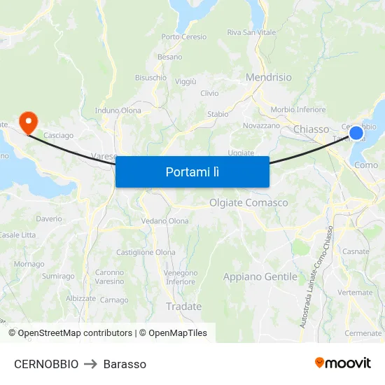 CERNOBBIO to Barasso map