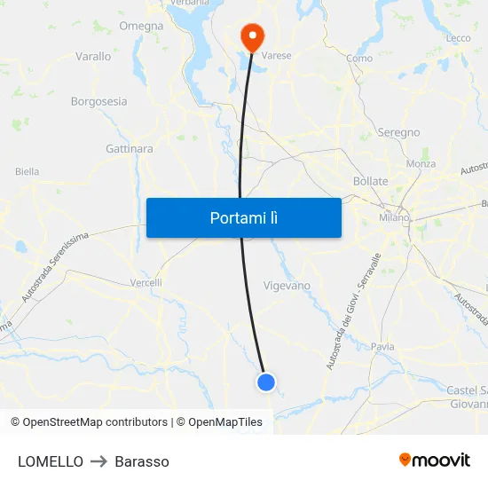 LOMELLO to Barasso map