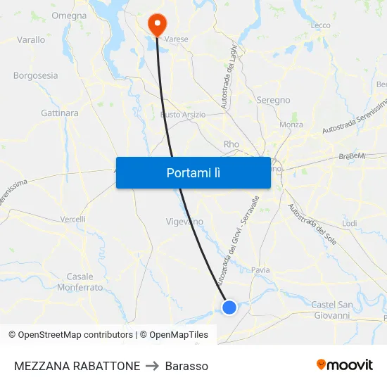 MEZZANA RABATTONE to Barasso map