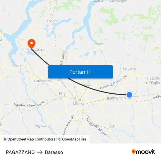 PAGAZZANO to Barasso map