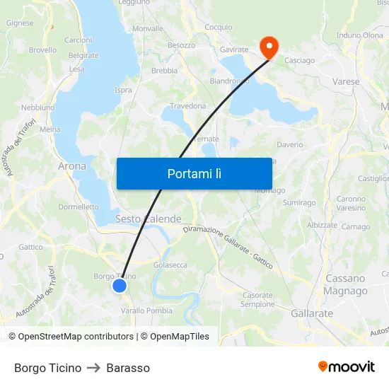 Borgo Ticino to Barasso map