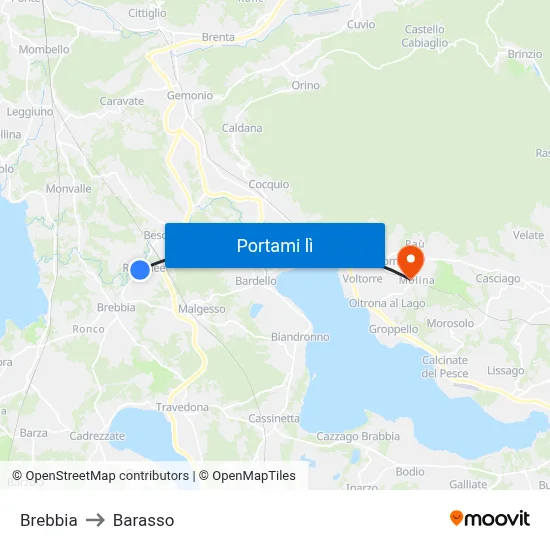 Brebbia to Barasso map