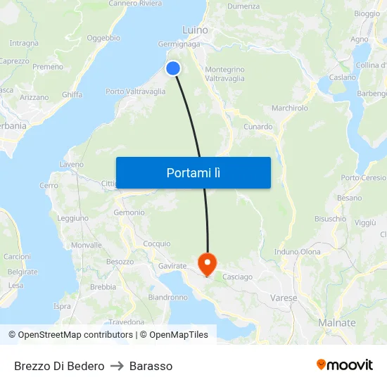 Brezzo Di Bedero to Barasso map
