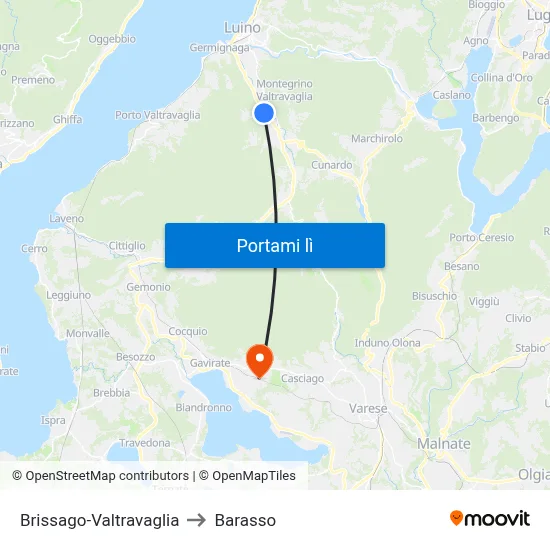 Brissago-Valtravaglia to Barasso map