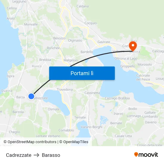 Cadrezzate to Barasso map