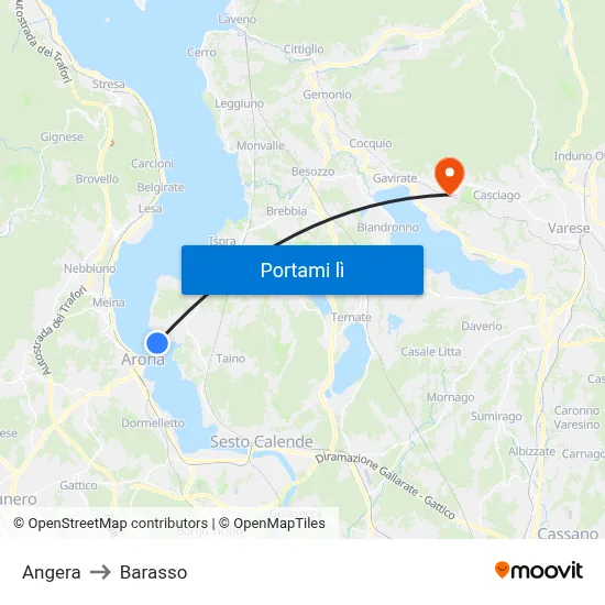 Angera to Barasso map