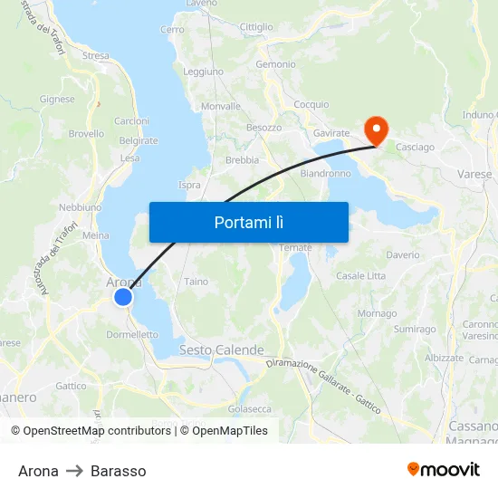 Arona to Barasso map