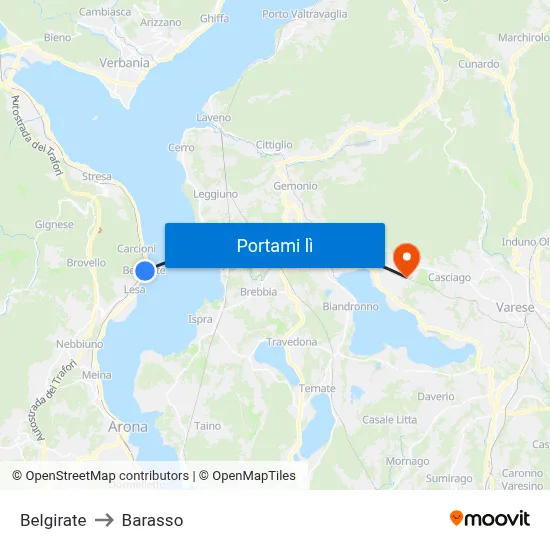 Belgirate to Barasso map