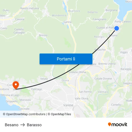 Besano to Barasso map