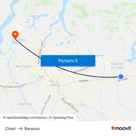 Chiari to Barasso map