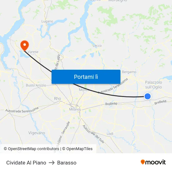 Cividate Al Piano to Barasso map