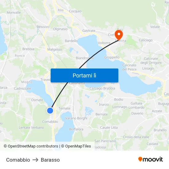 Comabbio to Barasso map