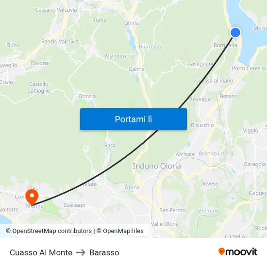 Cuasso Al Monte to Barasso map