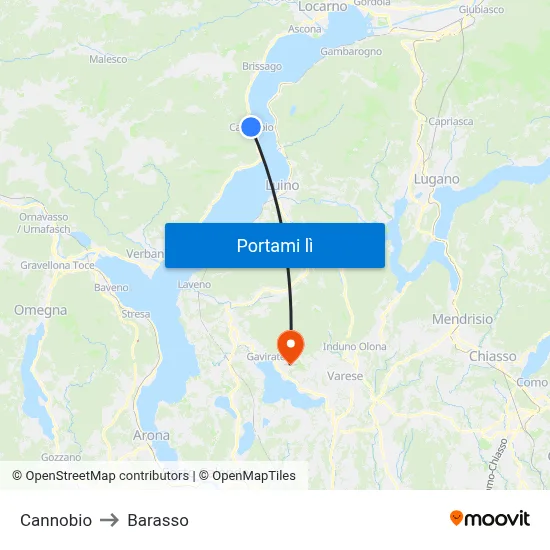 Cannobio to Barasso map