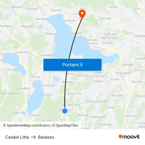 Casale Litta to Barasso map