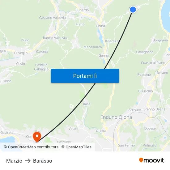 Marzio to Barasso map
