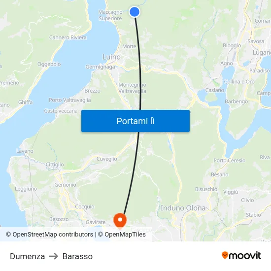 Dumenza to Barasso map