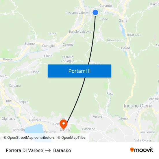 Ferrera Di Varese to Barasso map