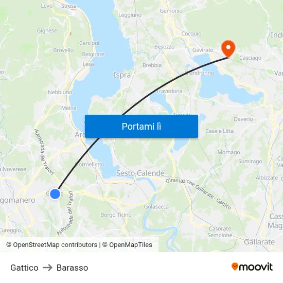 Gattico to Barasso map