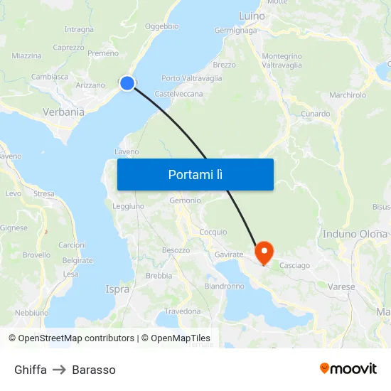 Ghiffa to Barasso map